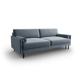 Scott 3-Sitzer Sofa, umwandelbar mit Schlaffunktion, mit Bezug aus Samt (Blu06) in Hellblau, 212x97 cm – Bild 4