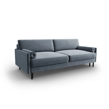 Scott 3-Sitzer Sofa, umwandelbar mit Schlaffunktion, mit Bezug aus Samt (Blu06) in Hellblau, 212x97 cm – Bild 4