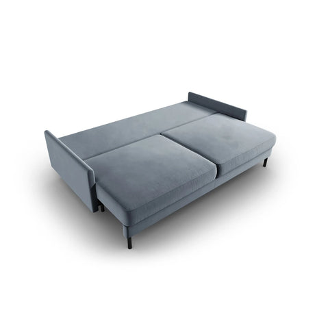 Scott 3-Sitzer Sofa, umwandelbar mit Schlaffunktion, mit Bezug aus Samt (Blu06) in Hellblau, 212x97 cm – Bild 5