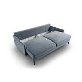 Scott 3-Sitzer Sofa, umwandelbar mit Schlaffunktion, mit Bezug aus Samt (Blu06) in Hellblau, 212x97 cm – Bild 6