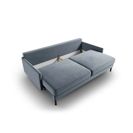 Scott 3-Sitzer Sofa, umwandelbar mit Schlaffunktion, mit Bezug aus Samt (Blu06) in Hellblau, 212x97 cm – Bild 6