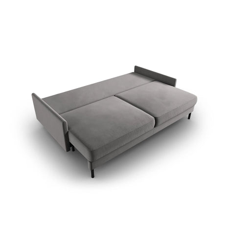 Scott 3-Sitzer Sofa, umwandelbar mit Schlaffunktion, mit Bezug aus Samt (Blu13) in Hellgrau, 212x97 cm – Bild 5