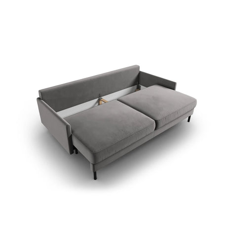 Scott 3-Sitzer Sofa, umwandelbar mit Schlaffunktion, mit Bezug aus Samt (Blu13) in Hellgrau, 212x97 cm – Bild 6