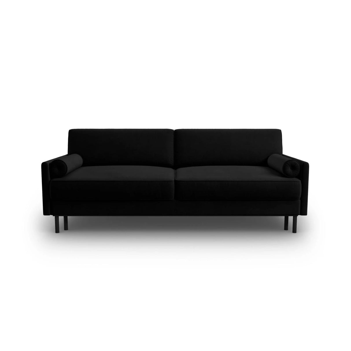 Scott 3-Sitzer Sofa, umwandelbar mit Schlaffunktion, mit Bezug aus Samt (Blu19) in Schwarz, 212x97 cm – Bild 1