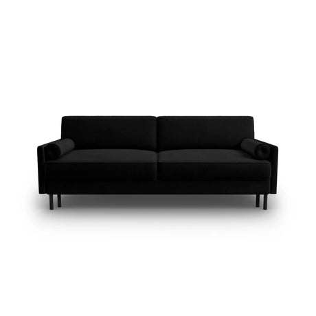 Scott 3-Sitzer Sofa, umwandelbar mit Schlaffunktion, mit Bezug aus Samt (Blu19) in Schwarz, 212x97 cm – Bild 1