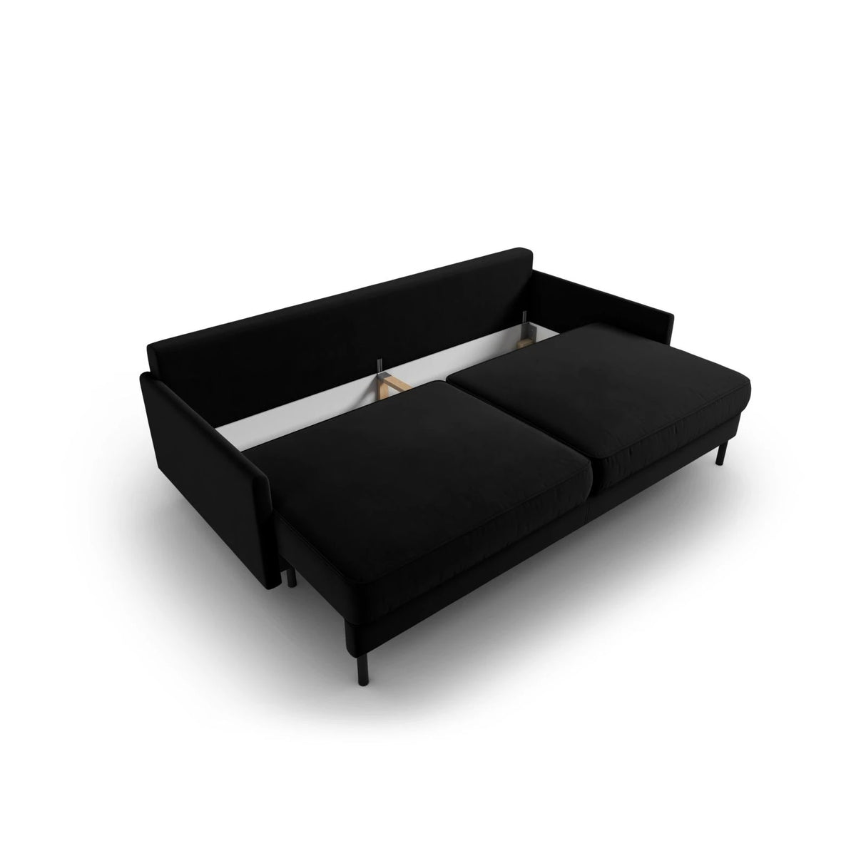 Scott 3-Sitzer Sofa, umwandelbar mit Schlaffunktion, mit Bezug aus Samt (Blu19) in Schwarz, 212x97 cm – Bild 6