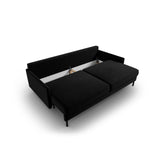 Scott 3-Sitzer Sofa, umwandelbar mit Schlaffunktion, mit Bezug aus Samt (Blu19) in Schwarz, 212x97 cm – Bild 6