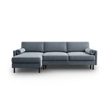 Scott 4-Sitzer Sofa, Linke Seite, umwandelbar mit Schlaffunktion, mit Bezug aus Samt (Blu06) in Hellblau, 212x142 cm – Bild 1