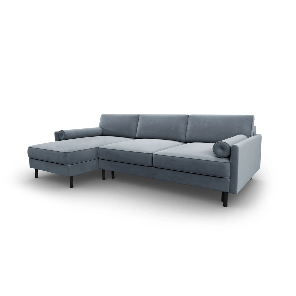 Scott 4-Sitzer Sofa, Linke Seite, umwandelbar mit Schlaffunktion, mit Bezug aus Samt (Blu06) in Hellblau, 212x142 cm – Bild 4