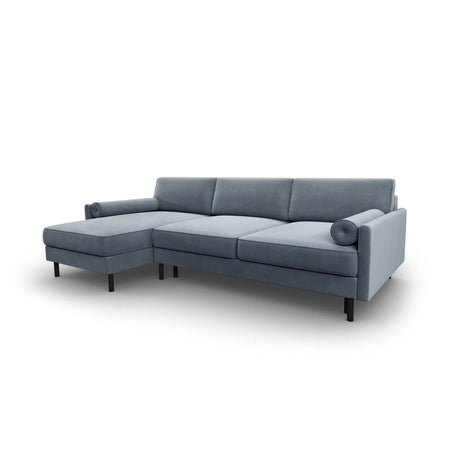 Scott 4-Sitzer Sofa, Linke Seite, umwandelbar mit Schlaffunktion, mit Bezug aus Samt (Blu06) in Hellblau, 212x142 cm – Bild 4