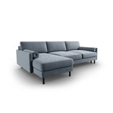 Scott 4-Sitzer Sofa, Linke Seite, umwandelbar mit Schlaffunktion, mit Bezug aus Samt (Blu06) in Hellblau, 212x142 cm – Bild 5