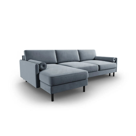 Scott 4-Sitzer Sofa, Linke Seite, umwandelbar mit Schlaffunktion, mit Bezug aus Samt (Blu06) in Hellblau, 212x142 cm – Bild 5
