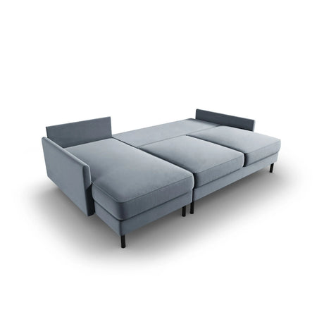 Scott 4-Sitzer Sofa, Linke Seite, umwandelbar mit Schlaffunktion, mit Bezug aus Samt (Blu06) in Hellblau, 212x142 cm – Bild 6