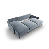 Scott 4-Sitzer Sofa, Linke Seite, umwandelbar mit Schlaffunktion, mit Bezug aus Samt (Blu06) in Hellblau, 212x142 cm – Bild 7