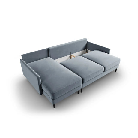 Scott 4-Sitzer Sofa, Linke Seite, umwandelbar mit Schlaffunktion, mit Bezug aus Samt (Blu06) in Hellblau, 212x142 cm – Bild 7