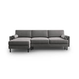 Scott 4-Sitzer Sofa, Linke Seite, umwandelbar mit Schlaffunktion, mit Bezug aus Samt (Blu13) in Hellgrau, 212x142 cm – Bild 1
