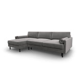 Scott 4-Sitzer Sofa, Linke Seite, umwandelbar mit Schlaffunktion, mit Bezug aus Samt (Blu13) in Hellgrau, 212x142 cm – Bild 4