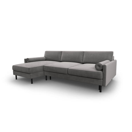 Scott 4-Sitzer Sofa, Linke Seite, umwandelbar mit Schlaffunktion, mit Bezug aus Samt (Blu13) in Hellgrau, 212x142 cm – Bild 4