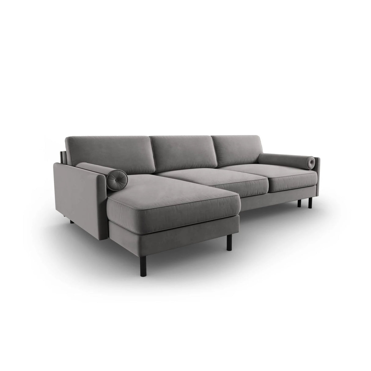Scott 4-Sitzer Sofa, Linke Seite, umwandelbar mit Schlaffunktion, mit Bezug aus Samt (Blu13) in Hellgrau, 212x142 cm – Bild 5