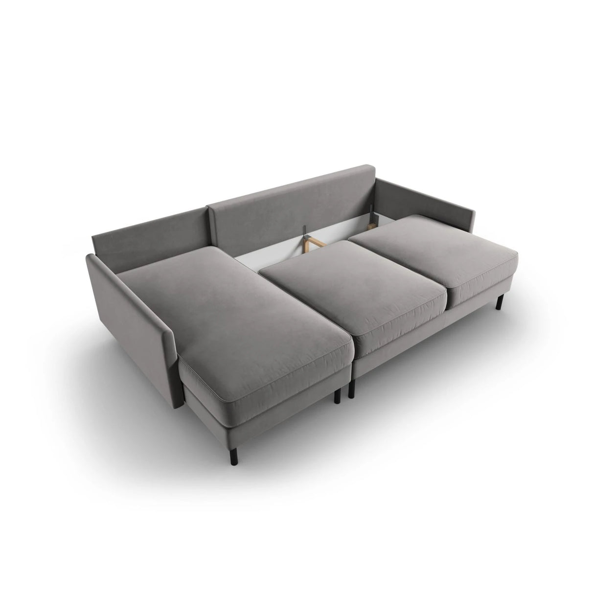Scott 4-Sitzer Sofa, Linke Seite, umwandelbar mit Schlaffunktion, mit Bezug aus Samt (Blu13) in Hellgrau, 212x142 cm – Bild 7