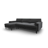 Scott 4-Sitzer Sofa, Linke Seite, umwandelbar mit Schlaffunktion, mit Bezug aus Samt (Blu14) in Grau, 212x142 cm – Bild 4