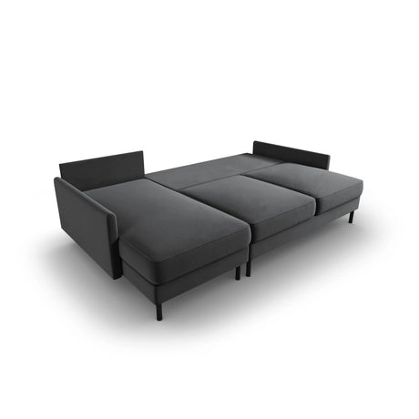 Scott 4-Sitzer Sofa, Linke Seite, umwandelbar mit Schlaffunktion, mit Bezug aus Samt (Blu14) in Grau, 212x142 cm – Bild 6