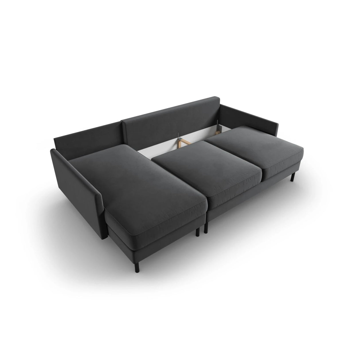Scott 4-Sitzer Sofa, Linke Seite, umwandelbar mit Schlaffunktion, mit Bezug aus Samt (Blu14) in Grau, 212x142 cm – Bild 7