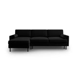 Scott 4-Sitzer Sofa, Linke Seite, umwandelbar mit Schlaffunktion, mit Bezug aus Samt (Blu19) in Schwarz, 212x142 cm – Bild 1
