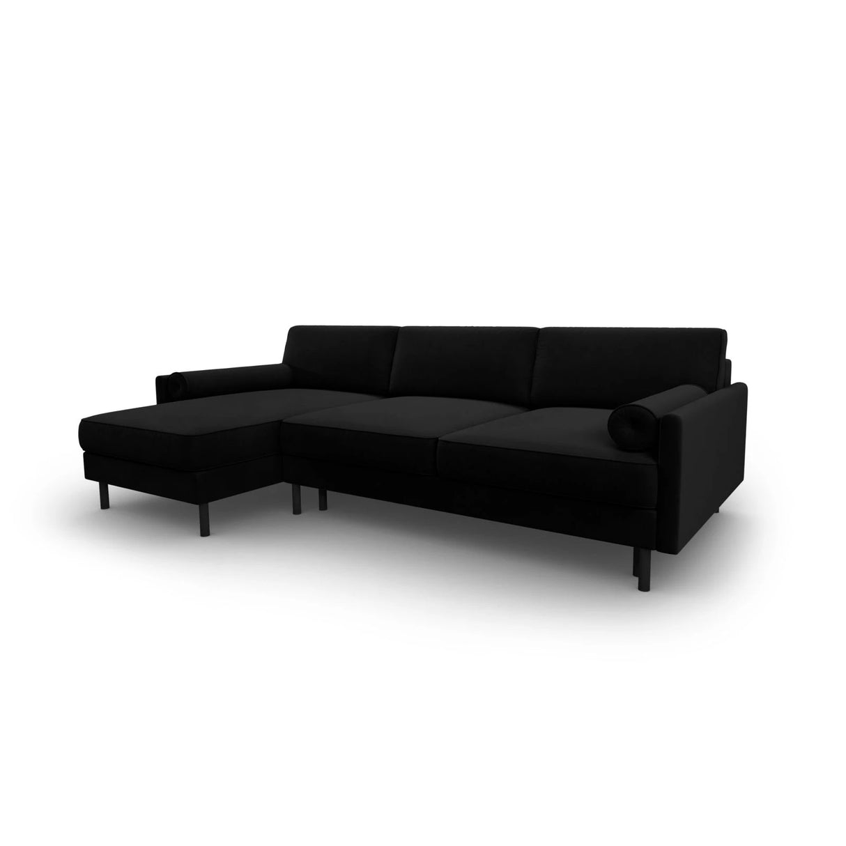 Scott 4-Sitzer Sofa, Linke Seite, umwandelbar mit Schlaffunktion, mit Bezug aus Samt (Blu19) in Schwarz, 212x142 cm – Bild 4