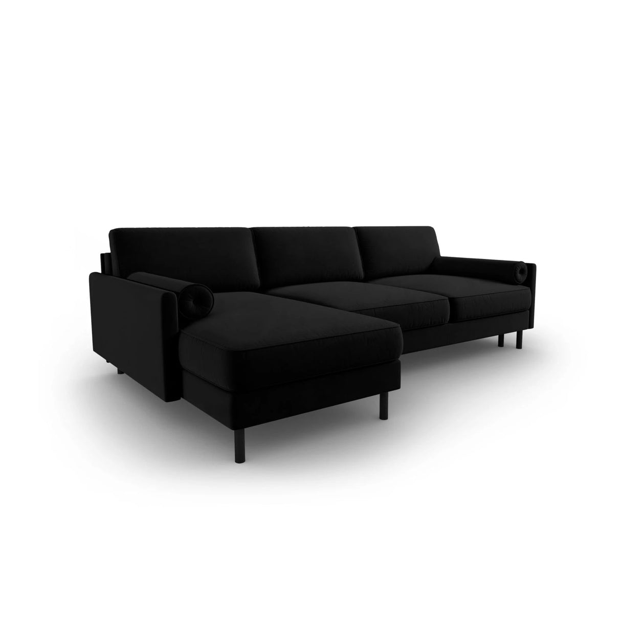 Scott 4-Sitzer Sofa, Linke Seite, umwandelbar mit Schlaffunktion, mit Bezug aus Samt (Blu19) in Schwarz, 212x142 cm – Bild 5