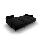 Scott 4-Sitzer Sofa, Linke Seite, umwandelbar mit Schlaffunktion, mit Bezug aus Samt (Blu19) in Schwarz, 212x142 cm – Bild 6