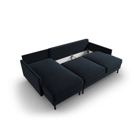 Scott 4-Sitzer Sofa, Linke Seite, umwandelbar mit Schlaffunktion, mit Bezug aus Samt (Blu89) in Dunkelblau, 212x142 cm – Bild 7