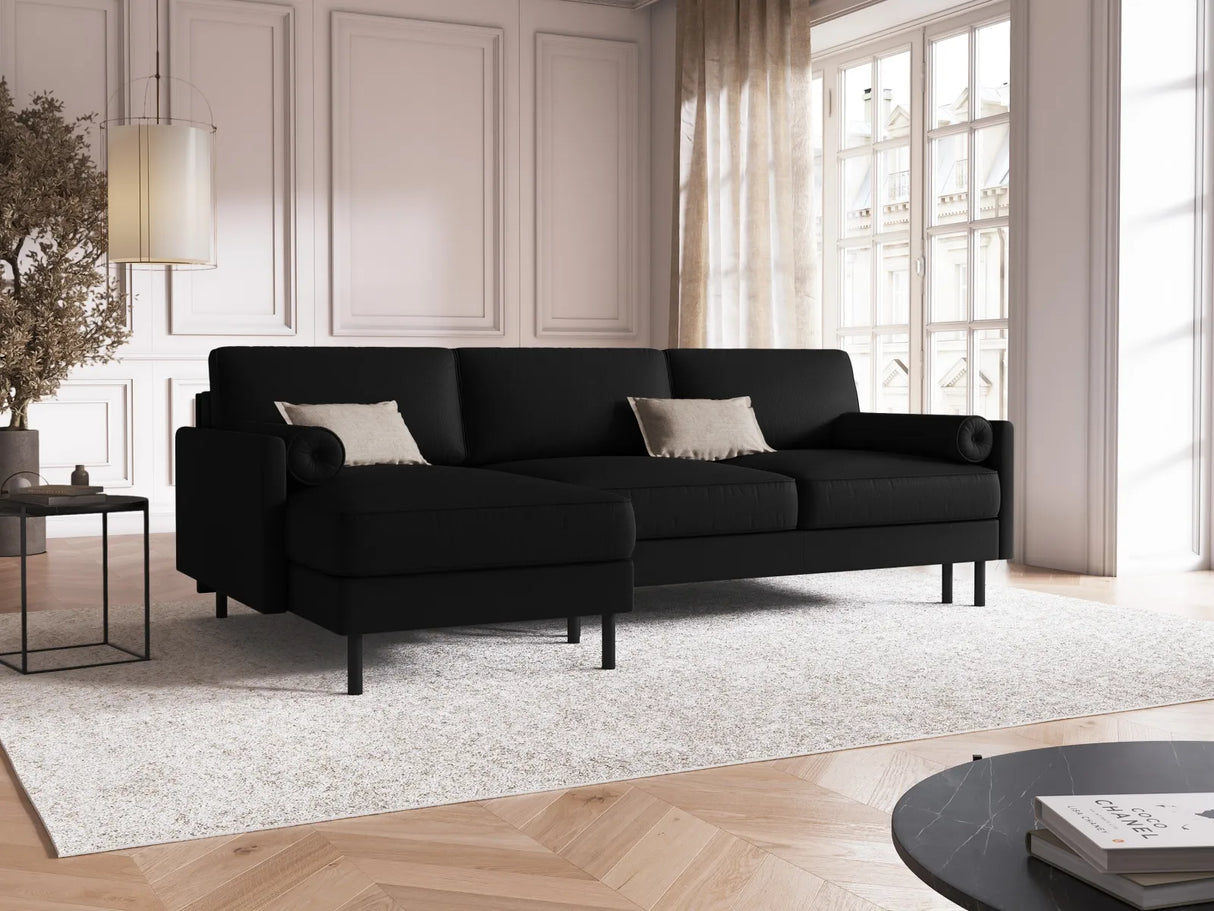 Scott 4-Sitzer Sofa, Linke Seite, umwandelbar mit Schlaffunktion, mit Bezug aus Strukturierter Stoff (Meg368) in Schwarz, 212x142 cm – Bild 2