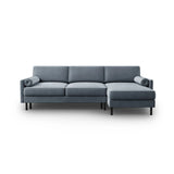Scott 4-Sitzer Sofa, Rechte Seite, umwandelbar mit Schlaffunktion, mit Bezug aus Samt (Blu06) in Hellblau, 212x142 cm – Bild 1