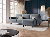 Scott 4-Sitzer Sofa, Rechte Seite, umwandelbar mit Schlaffunktion, mit Bezug aus Samt (Blu06) in Hellblau, 212x142 cm – Bild 2