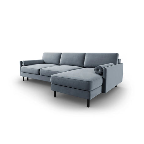 Scott 4-Sitzer Sofa, Rechte Seite, umwandelbar mit Schlaffunktion, mit Bezug aus Samt (Blu06) in Hellblau, 212x142 cm – Bild 5
