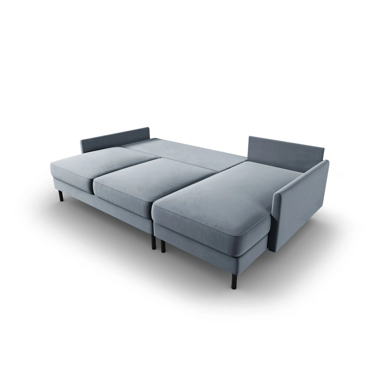 Scott 4-Sitzer Sofa, Rechte Seite, umwandelbar mit Schlaffunktion, mit Bezug aus Samt (Blu06) in Hellblau, 212x142 cm – Bild 6
