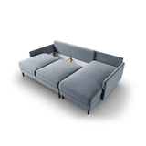 Scott 4-Sitzer Sofa, Rechte Seite, umwandelbar mit Schlaffunktion, mit Bezug aus Samt (Blu06) in Hellblau, 212x142 cm – Bild 7