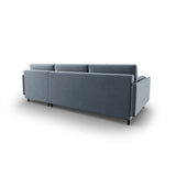 Scott 4-Sitzer Sofa, Rechte Seite, umwandelbar mit Schlaffunktion, mit Bezug aus Samt (Blu06) in Hellblau, 212x142 cm – Bild 8
