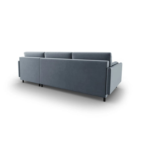 Scott 4-Sitzer Sofa, Rechte Seite, umwandelbar mit Schlaffunktion, mit Bezug aus Samt (Blu06) in Hellblau, 212x142 cm – Bild 8