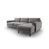 Scott 4-Sitzer Sofa, Rechte Seite, umwandelbar mit Schlaffunktion, mit Bezug aus Samt (Blu13) in Hellgrau, 212x142 cm – Bild 5