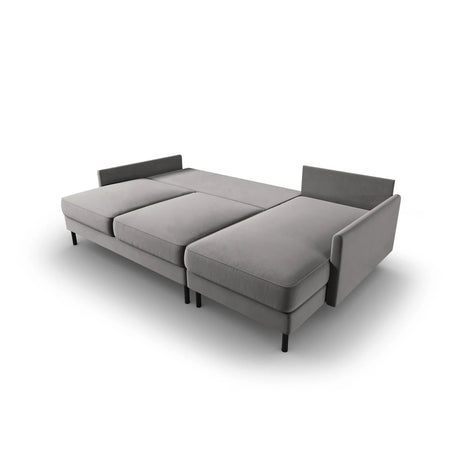 Scott 4-Sitzer Sofa, Rechte Seite, umwandelbar mit Schlaffunktion, mit Bezug aus Samt (Blu13) in Hellgrau, 212x142 cm – Bild 6