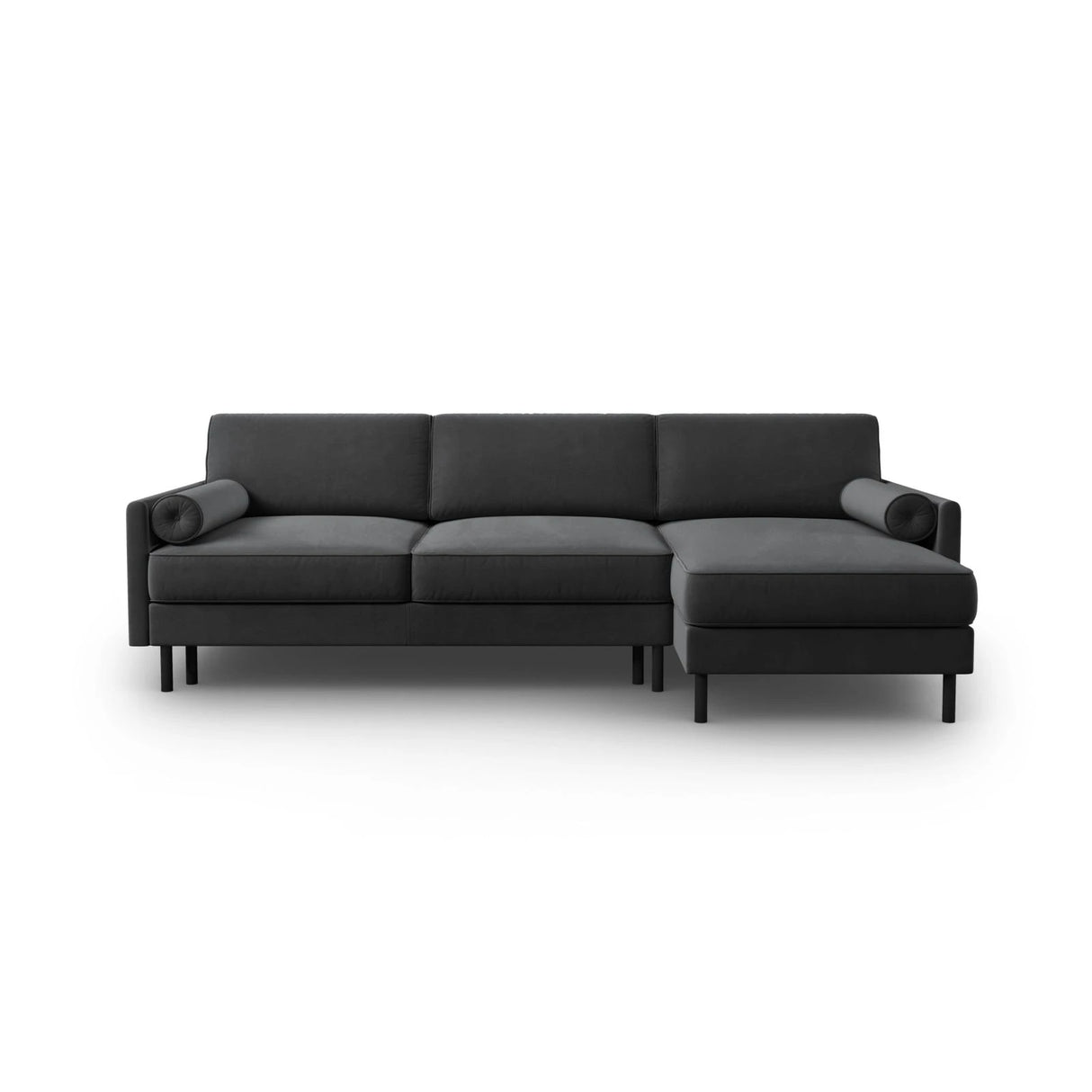Scott 4-Sitzer Sofa, Rechte Seite, umwandelbar mit Schlaffunktion, mit Bezug aus Samt (Blu14) in Grau, 212x142 cm – Bild 1