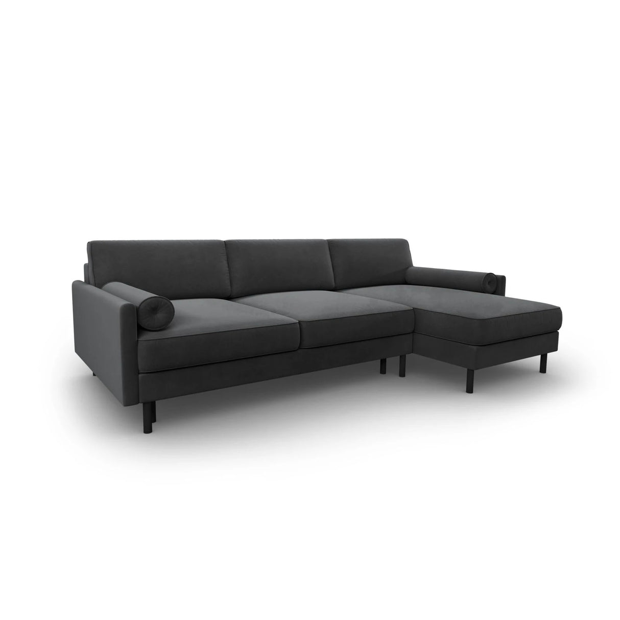 Scott 4-Sitzer Sofa, Rechte Seite, umwandelbar mit Schlaffunktion, mit Bezug aus Samt (Blu14) in Grau, 212x142 cm – Bild 4