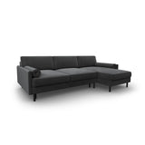 Scott 4-Sitzer Sofa, Rechte Seite, umwandelbar mit Schlaffunktion, mit Bezug aus Samt (Blu14) in Grau, 212x142 cm – Bild 4