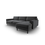 Scott 4-Sitzer Sofa, Rechte Seite, umwandelbar mit Schlaffunktion, mit Bezug aus Samt (Blu14) in Grau, 212x142 cm – Bild 5