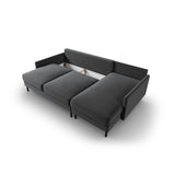 Scott 4-Sitzer Sofa, Rechte Seite, umwandelbar mit Schlaffunktion, mit Bezug aus Samt (Blu14) in Grau, 212x142 cm – Bild 7