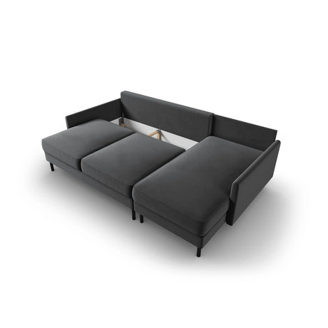 Scott 4-Sitzer Sofa, Rechte Seite, umwandelbar mit Schlaffunktion, mit Bezug aus Samt (Blu14) in Grau, 212x142 cm – Bild 7