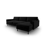 Scott 4-Sitzer Sofa, Rechte Seite, umwandelbar mit Schlaffunktion, mit Bezug aus Samt (Blu19) in Schwarz, 212x142 cm – Bild 5
