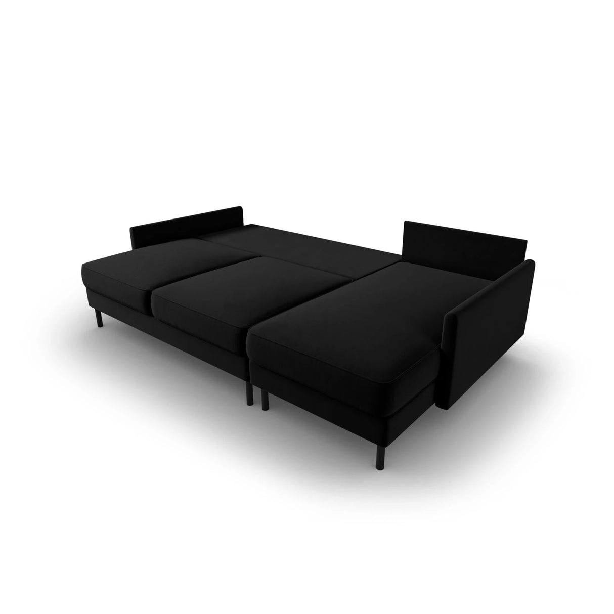 Scott 4-Sitzer Sofa, Rechte Seite, umwandelbar mit Schlaffunktion, mit Bezug aus Samt (Blu19) in Schwarz, 212x142 cm – Bild 6
